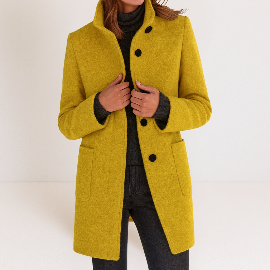 Estelle | Manteau Élégant Laine Col Montant