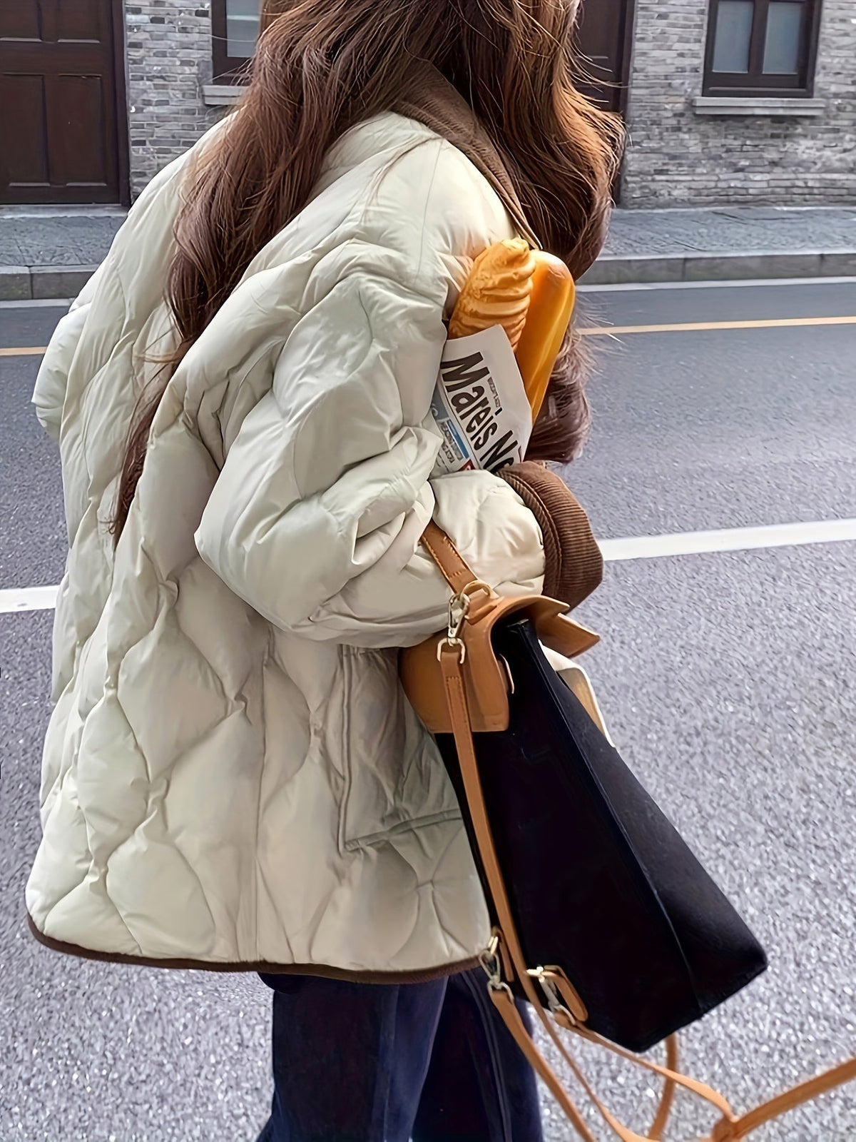 Sandrine - Doudoune Élégante Oversize Col Velours