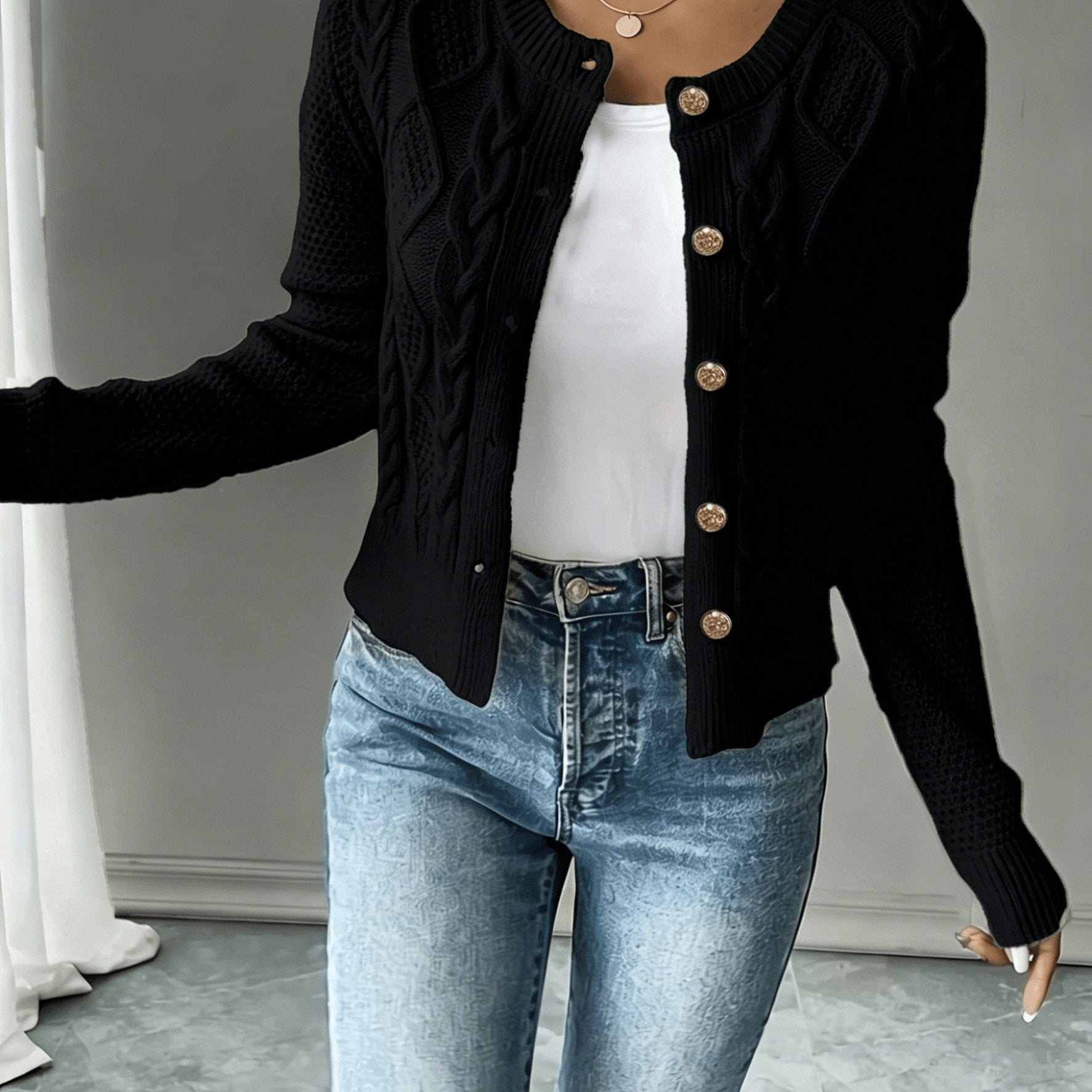 Christine - Cardigan Élégant Torsadé Boutonné