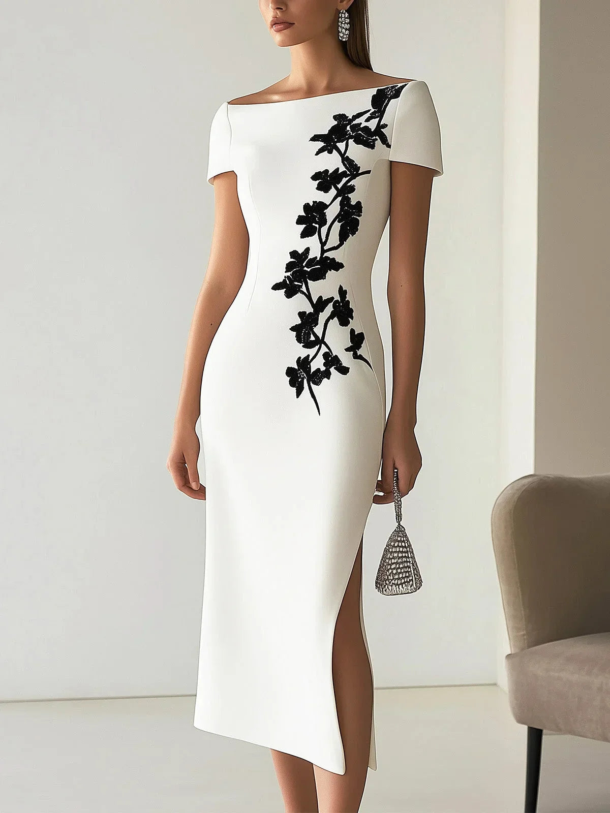 Élodie - Robe Longue Fleurie Chic Col V Femme