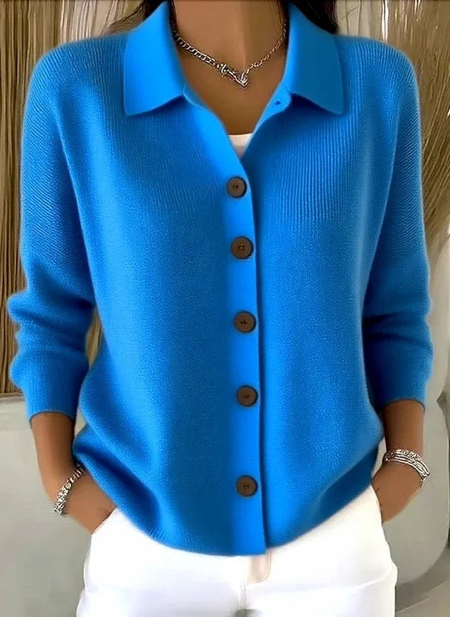 Karine | Cardigan Élégant Col Polo Classique