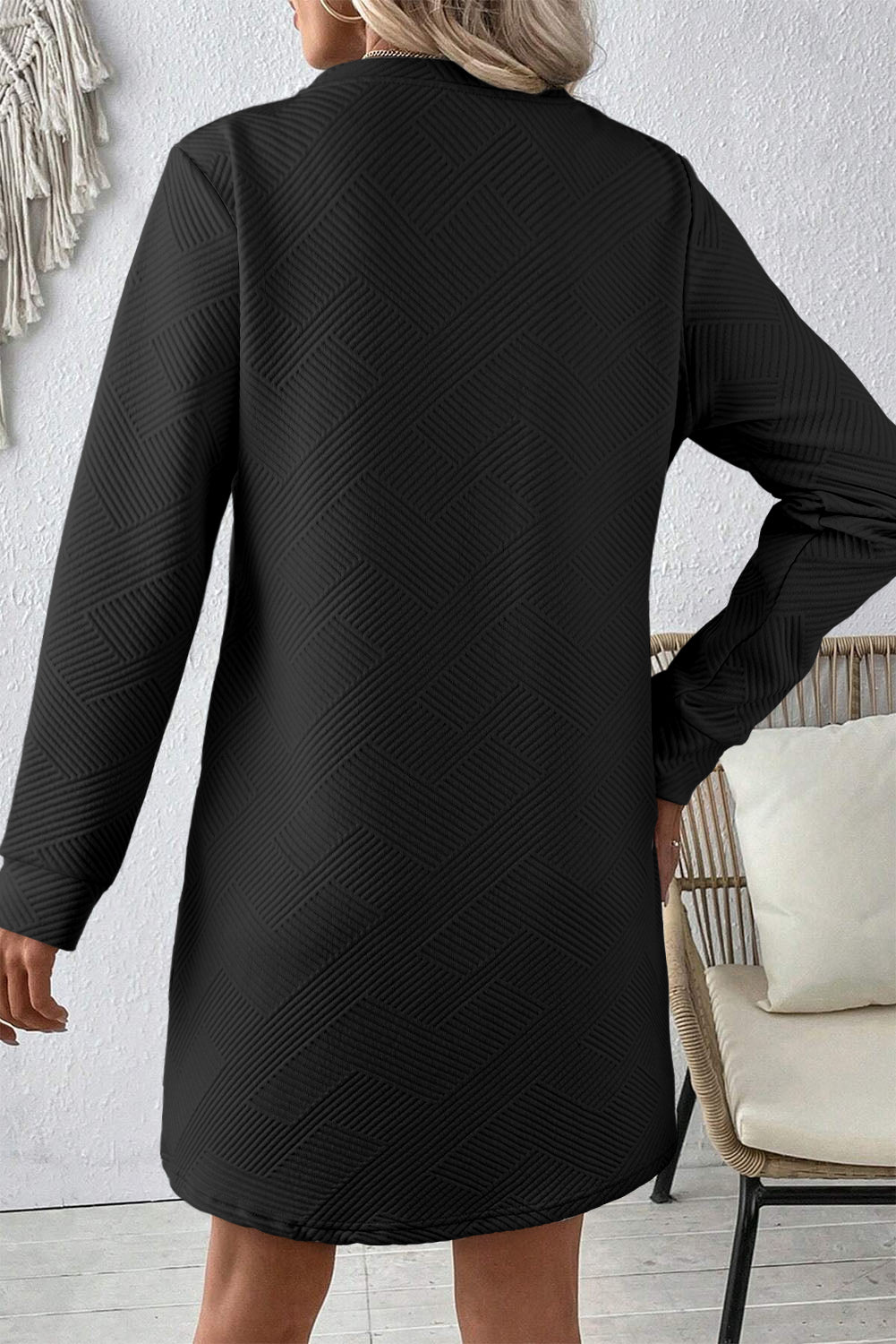 Noémie - Robe oversize - Tissu texturé, Manches longues, Femme