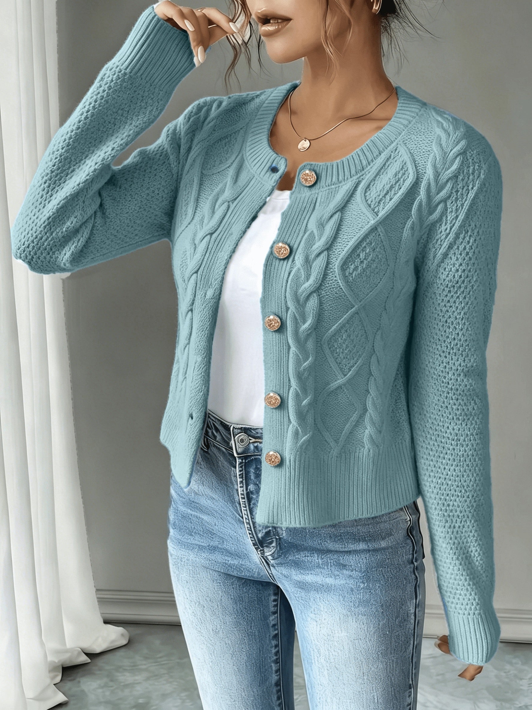 Christine - Cardigan Élégant Torsadé Boutonné