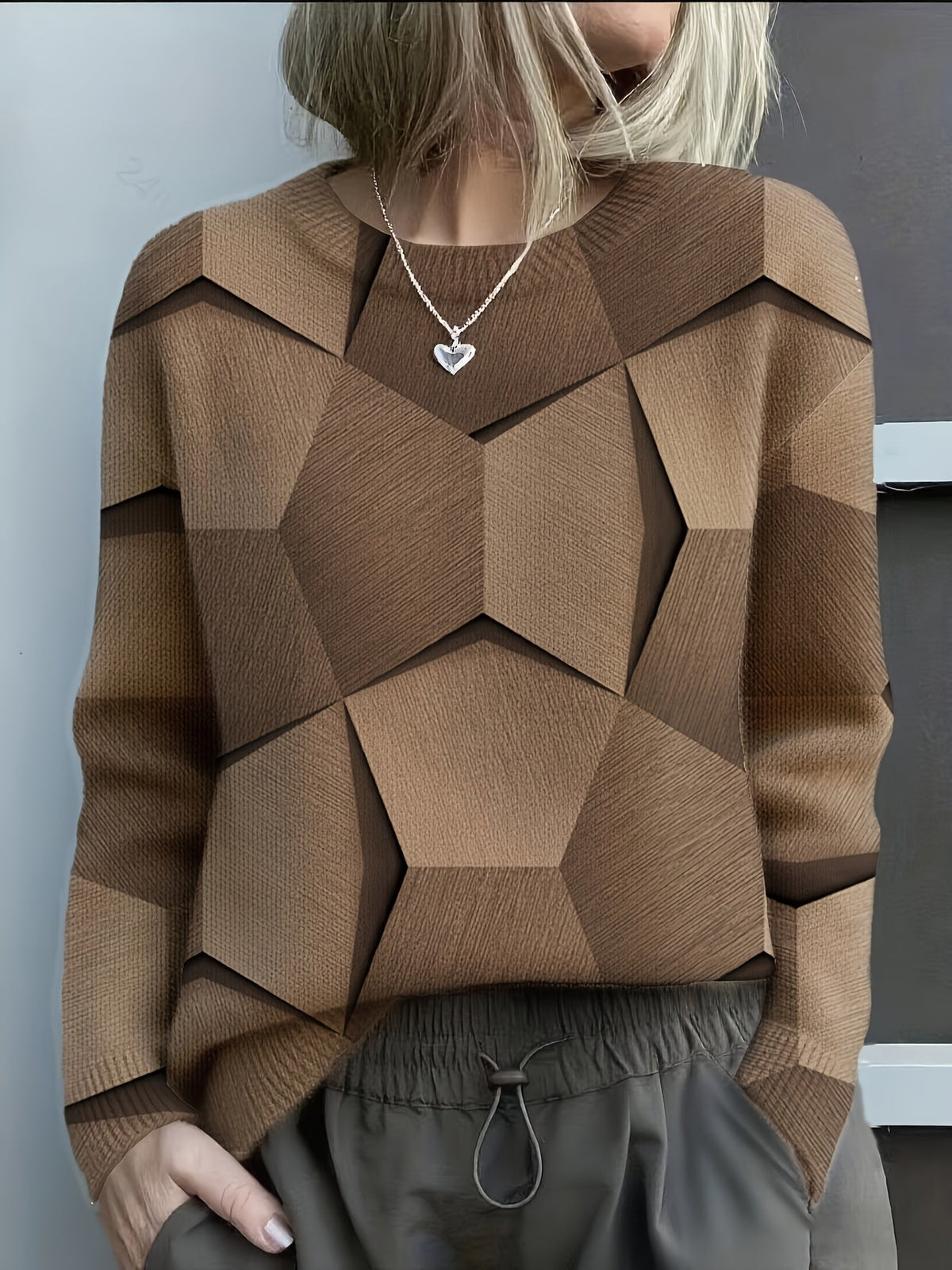 Valérie - Pull Chic Imprimé Géométrique