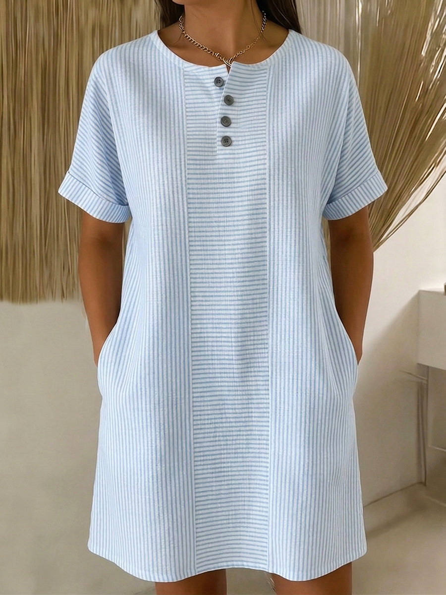 Ludivine - Robe en Lin Rayée Chic Femme