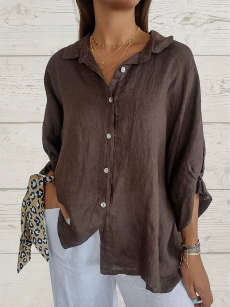 Martine - Chemise en Lin Légère Boutonnée Femme
