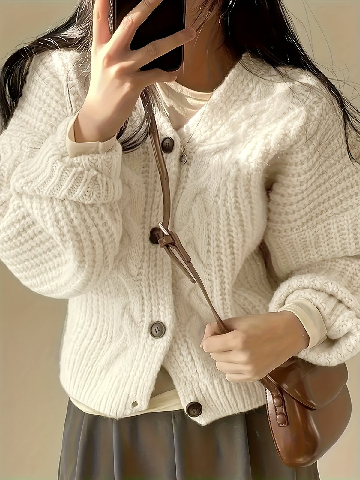Camille - Gilet Élégant Grosse Maille Torsadée