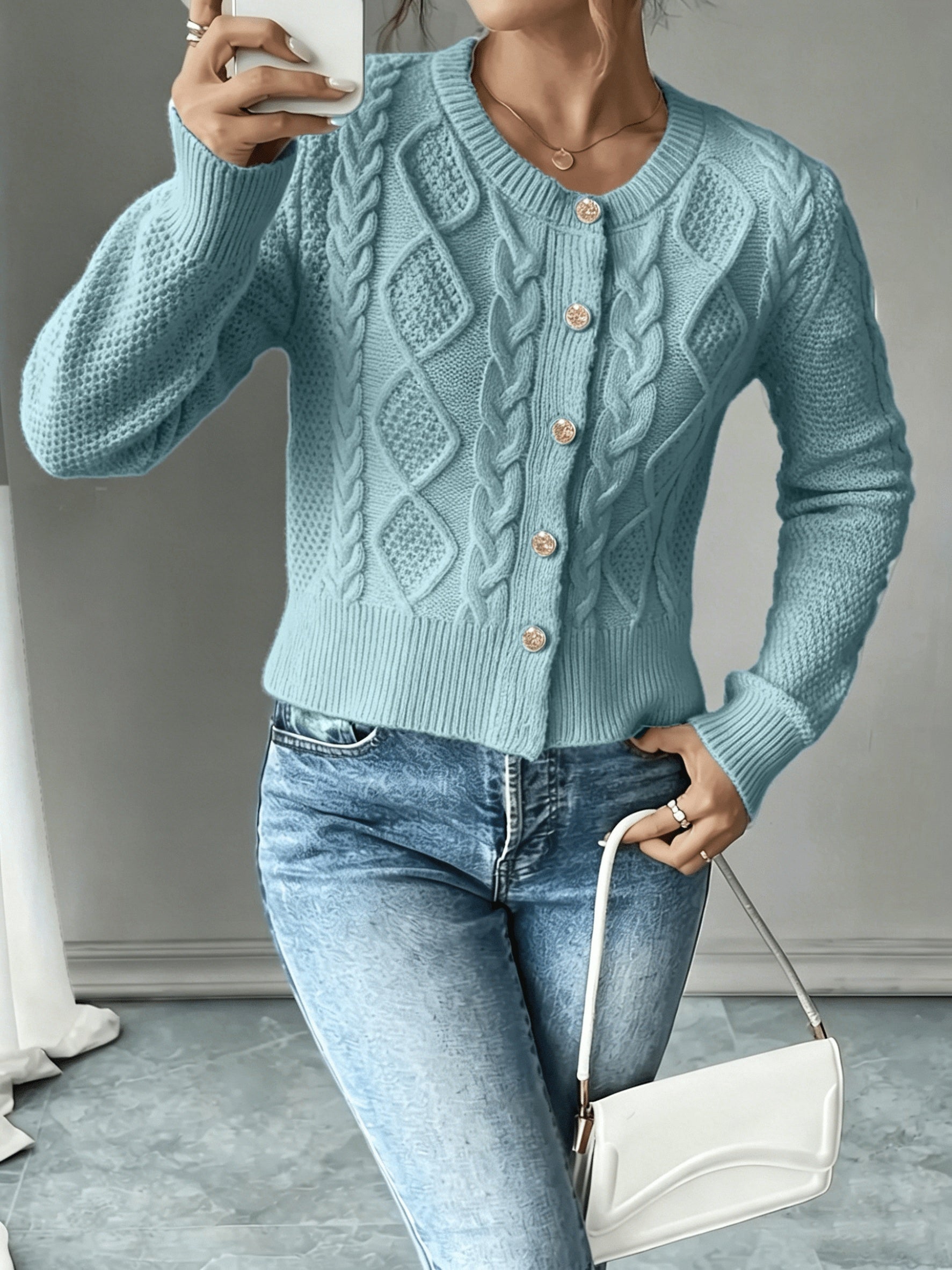 Christine - Cardigan Élégant Torsadé Boutonné