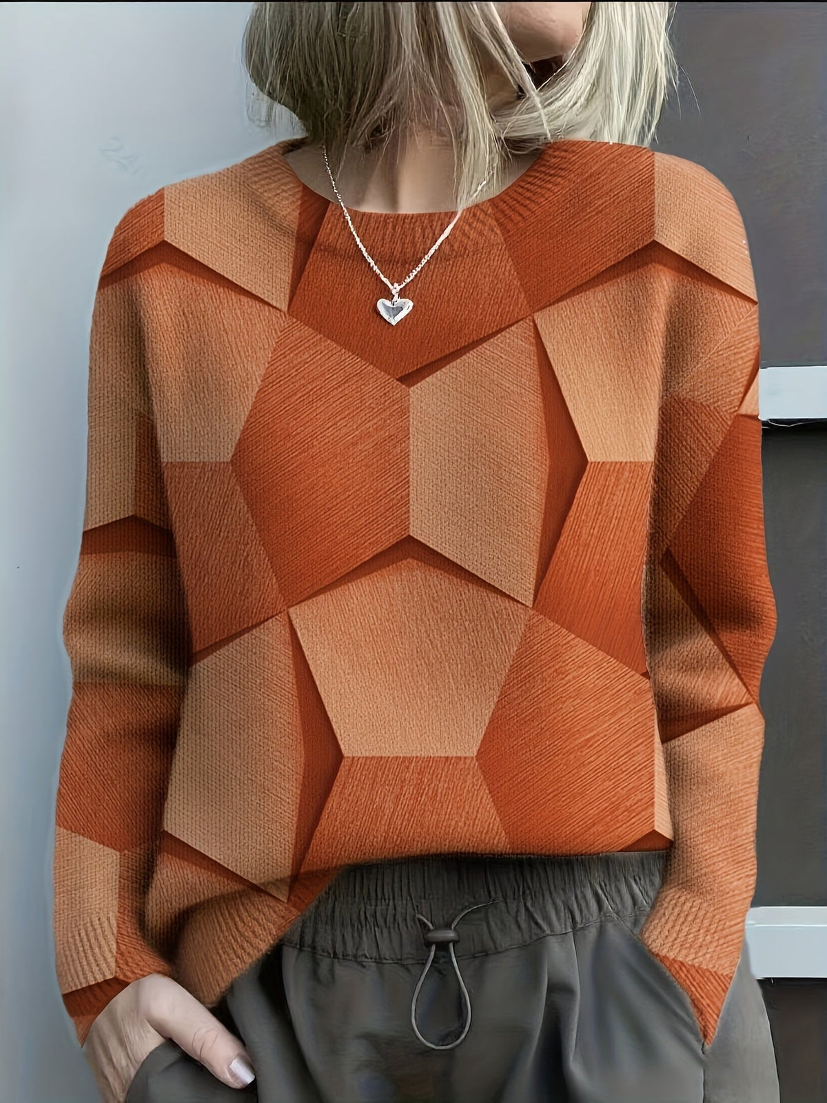 Valérie - Pull Chic Imprimé Géométrique