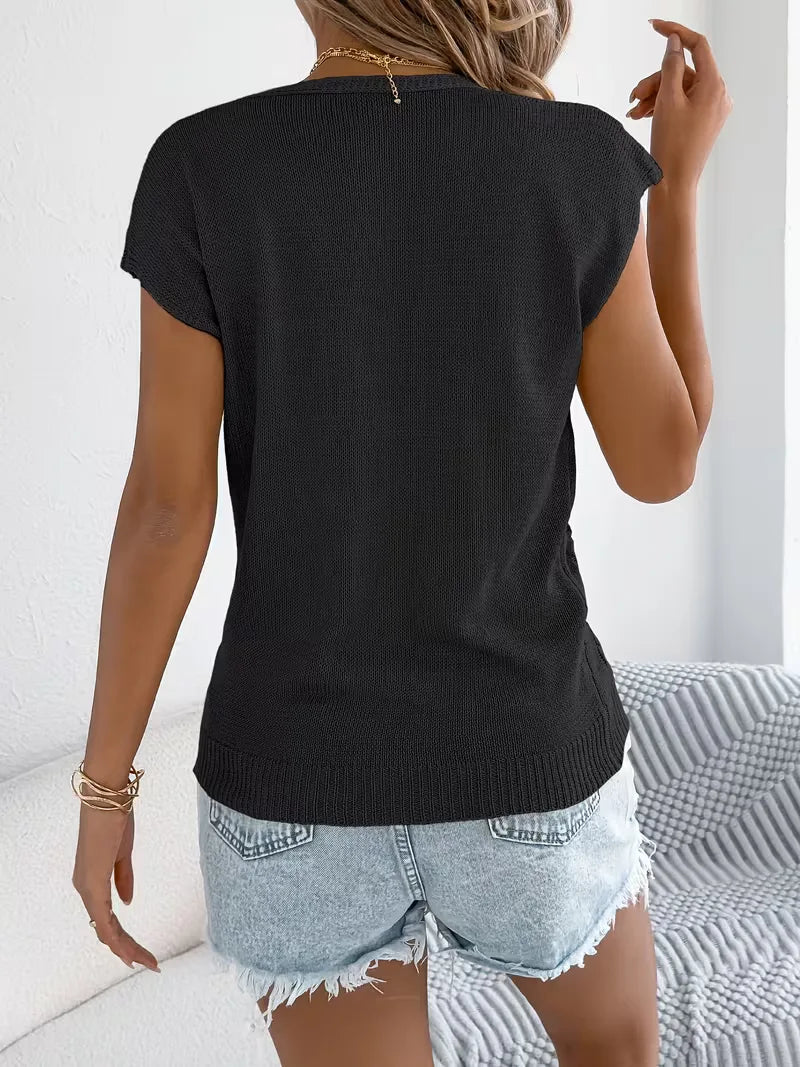 Nathalie - Gilet Flatteur Boutonné Col V