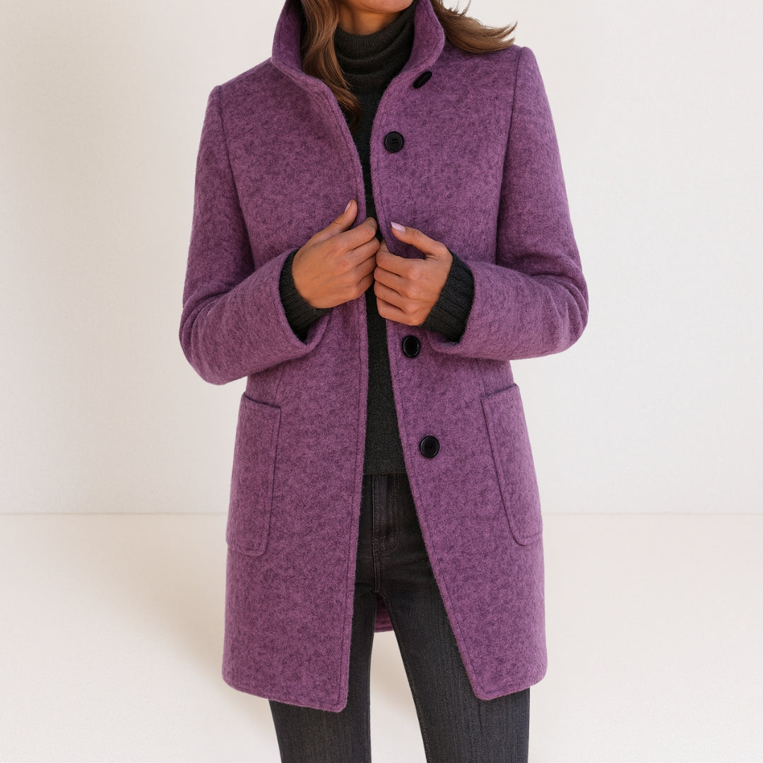 Estelle | Manteau Élégant Laine Col Montant