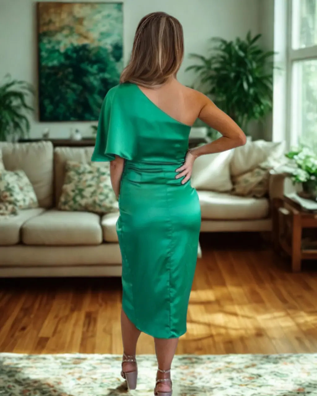 Julie - Robe Midi Femme Élégante en Satin