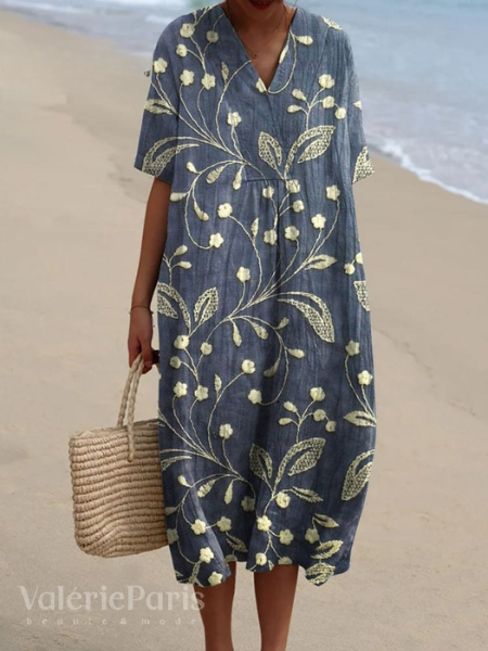 Pascale - Robe en coton - Respirant, Imprimé floral raffiné - Femme