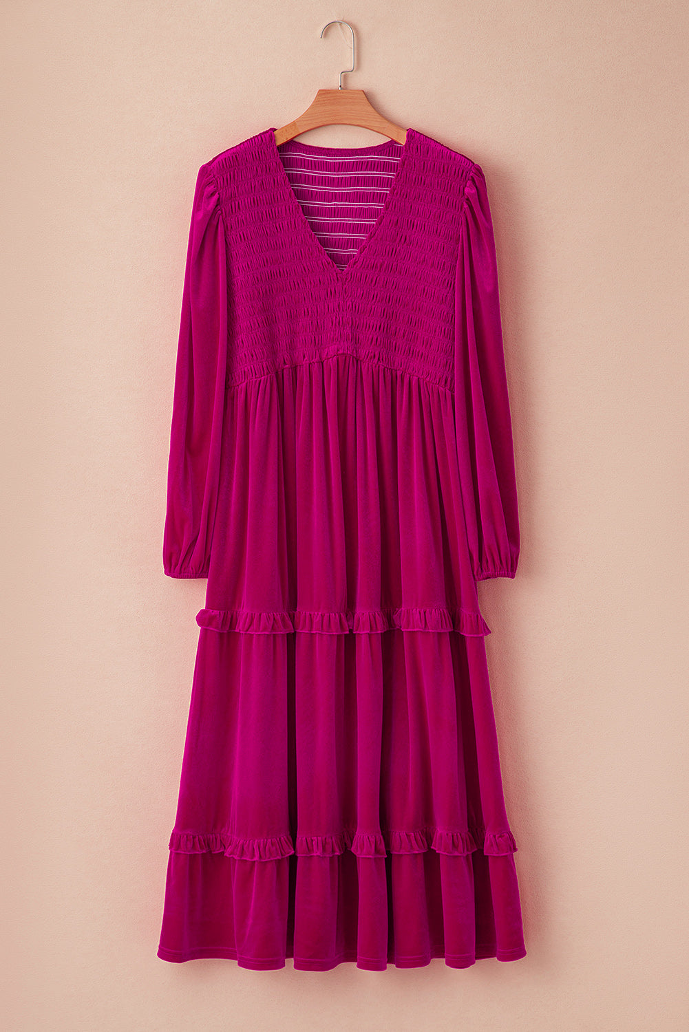 Delphine - Robe maxi grande taille - Velours, Col V froncé, Femme