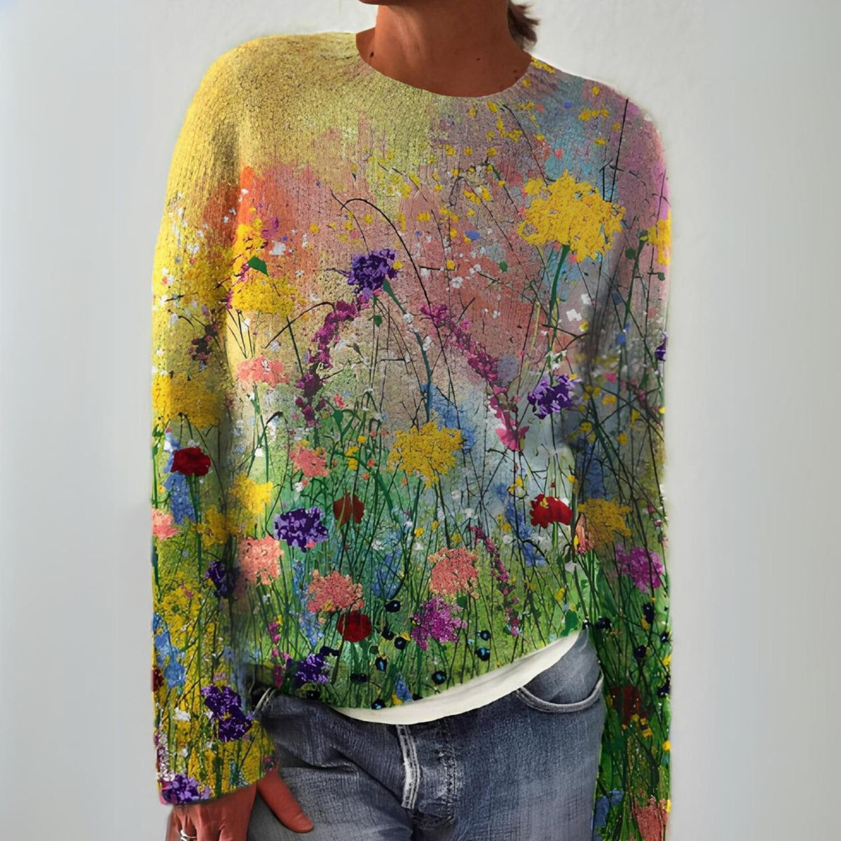 Priya - Pull Chic Fleuri Imprimé