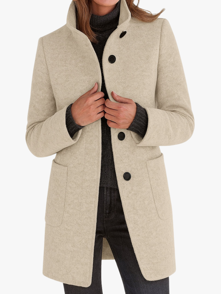 Estelle | Manteau Élégant Laine Col Montant