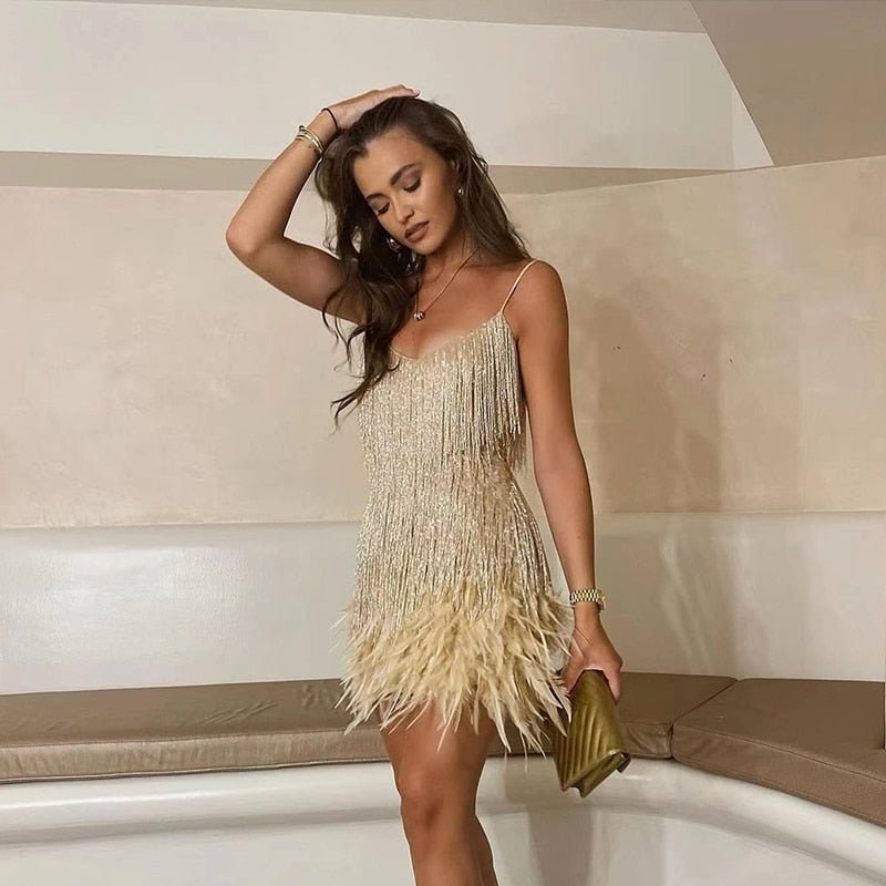 Valérie - Robe Mini Plumes