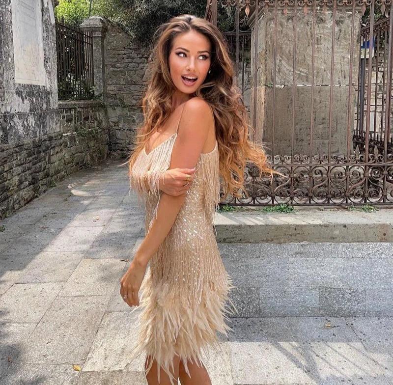Valérie - Robe Mini Plumes
