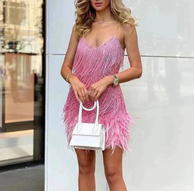 Valérie - Robe Mini Plumes