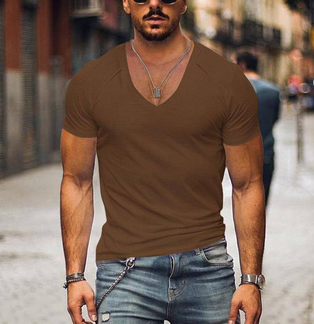Thierry - T-shirt Homme Slim Fit Col V Manches Courtes