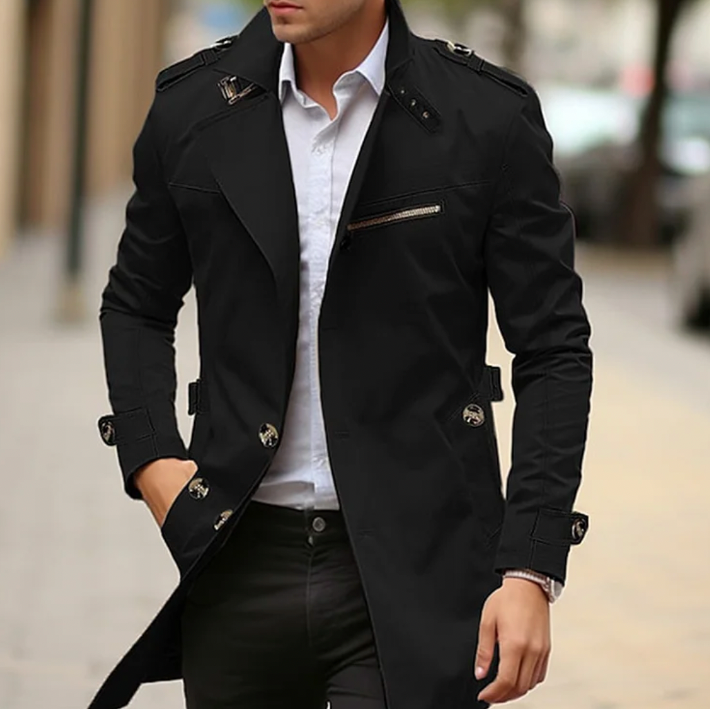 Hervé | Trench Élégant Mi-Long Coupe Droite