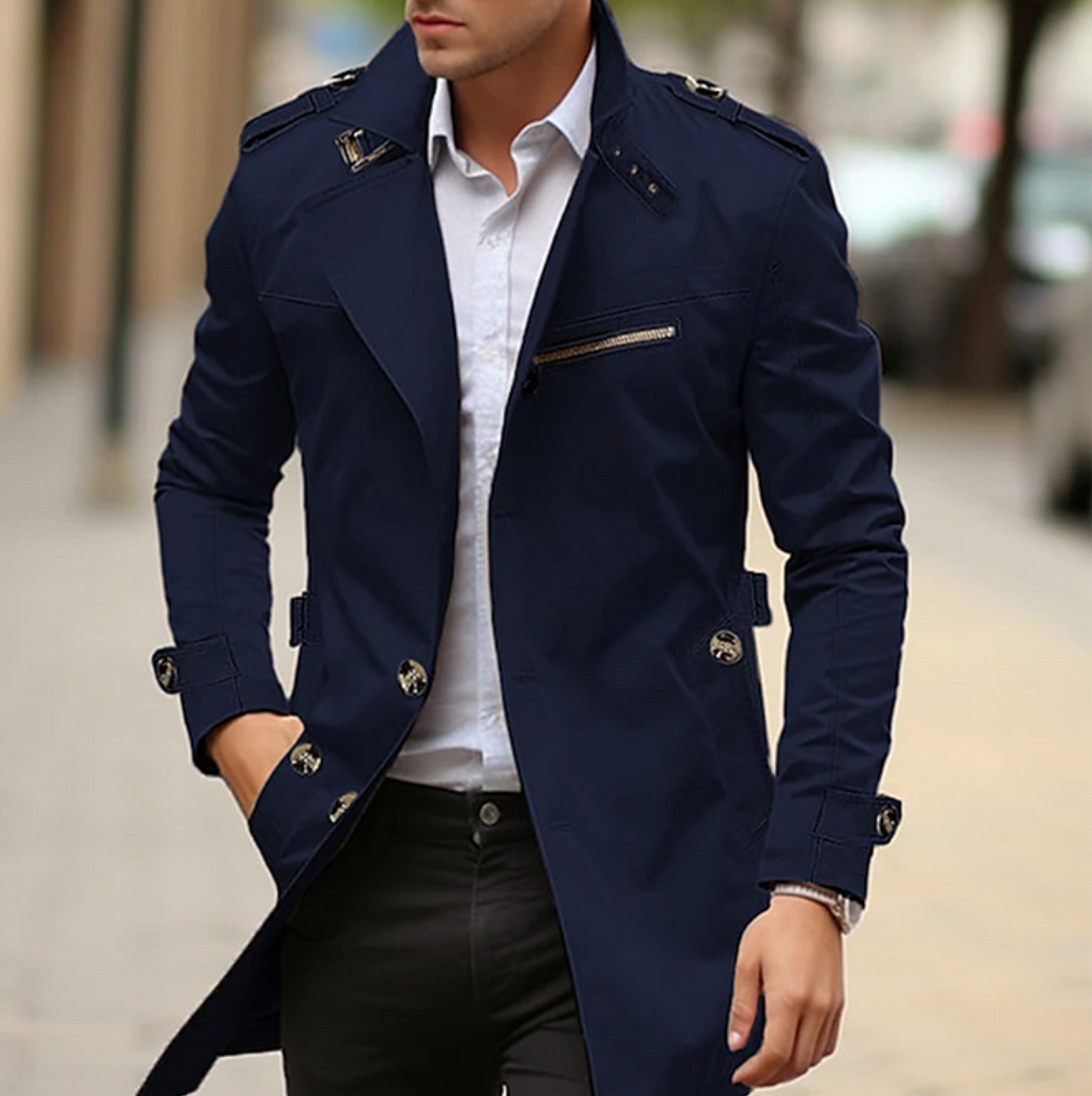 Hervé | Trench Élégant Mi-Long Coupe Droite