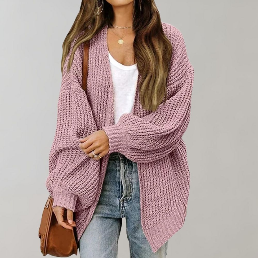 Delphine - Cardigan Élégant Oversize Grosse Maille