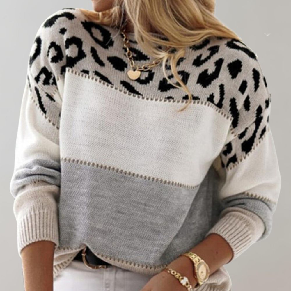 Priya - Pull Chic Léopard Col Rond