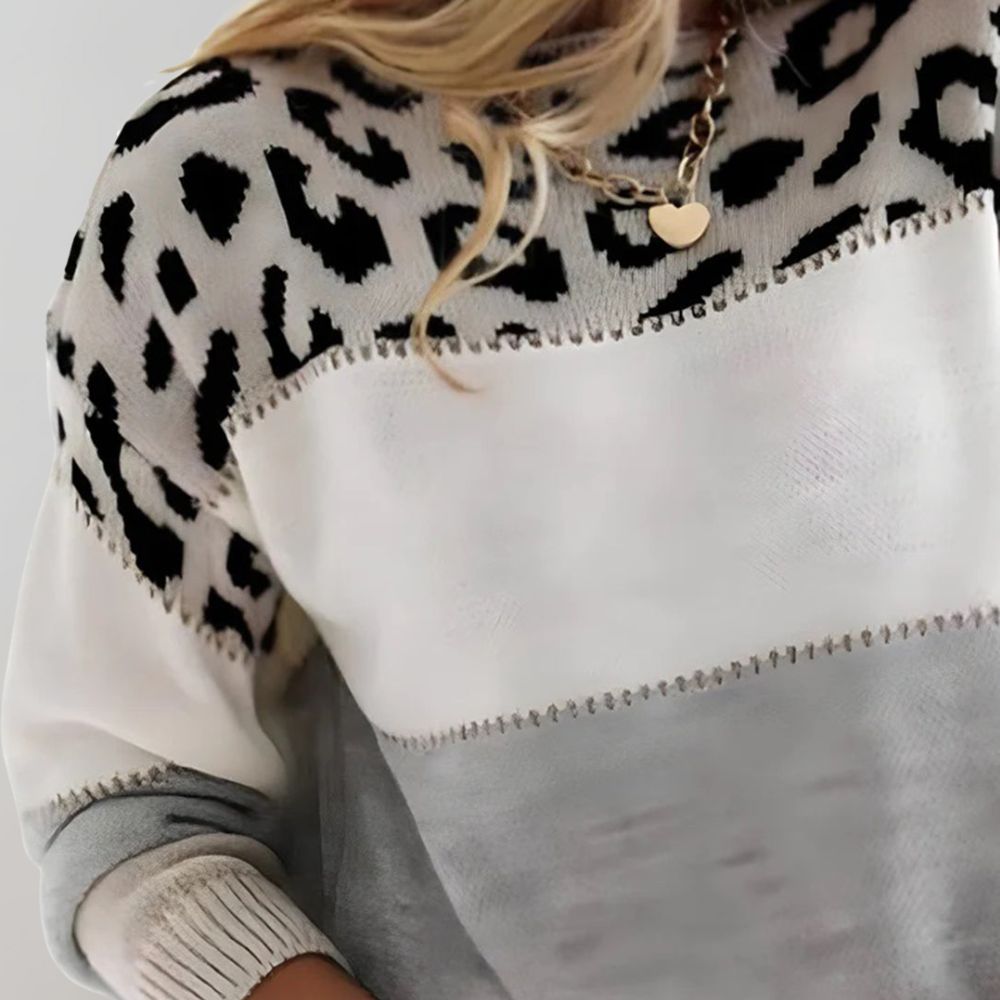 Priya - Pull Chic Léopard Col Rond