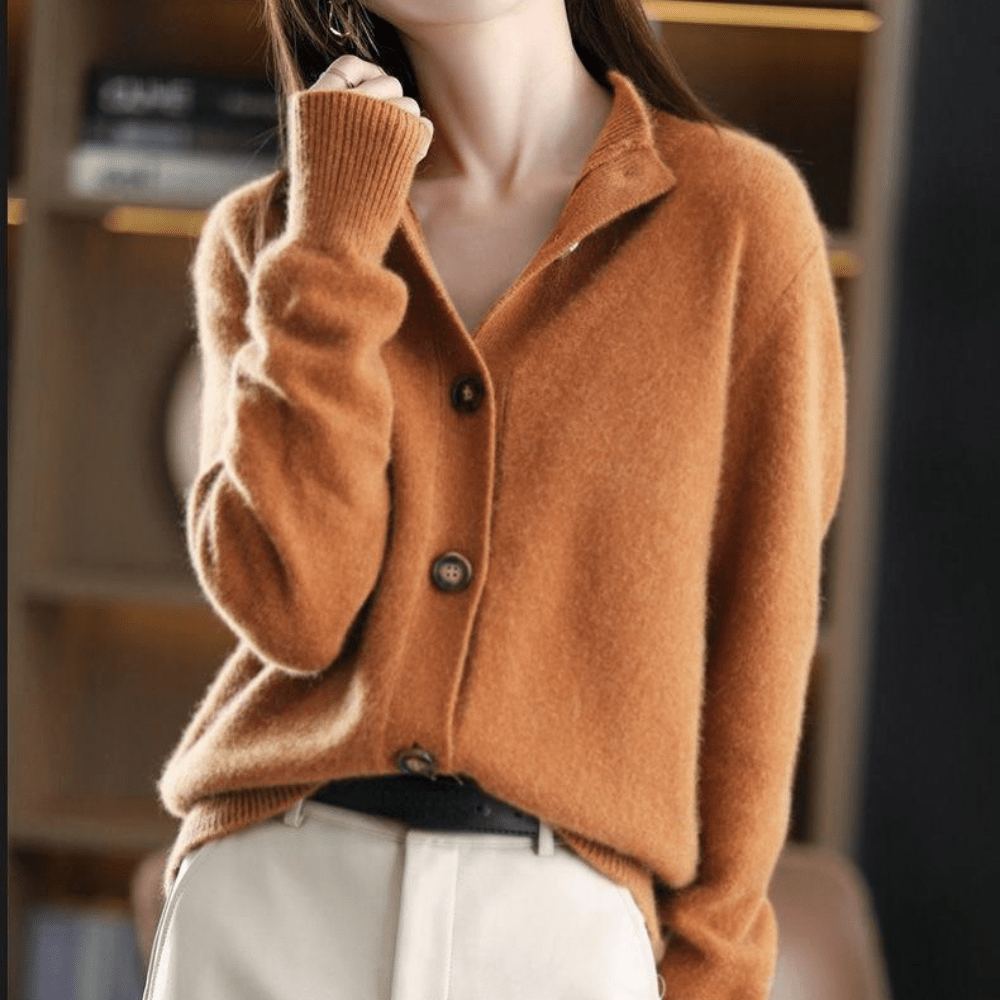 Delphine - Gilet Raffiné Cachemire Col Montant