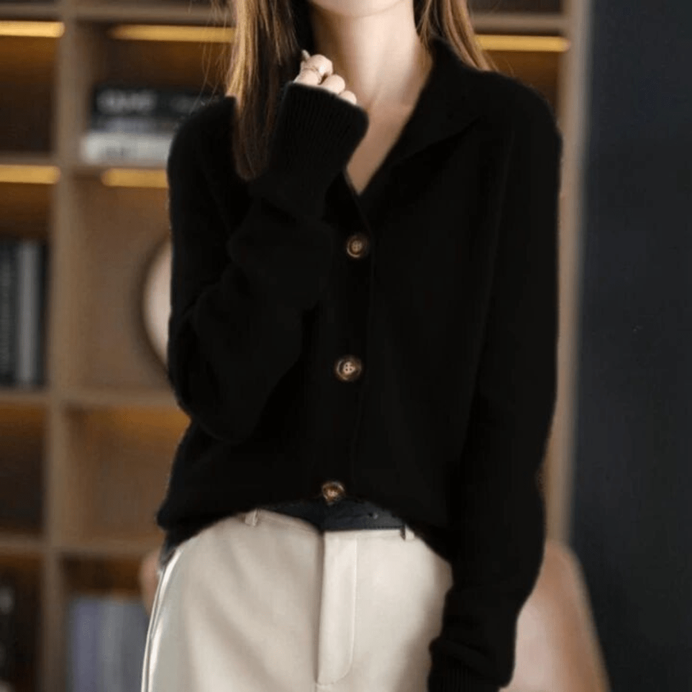 Delphine - Gilet Raffiné Cachemire Col Montant