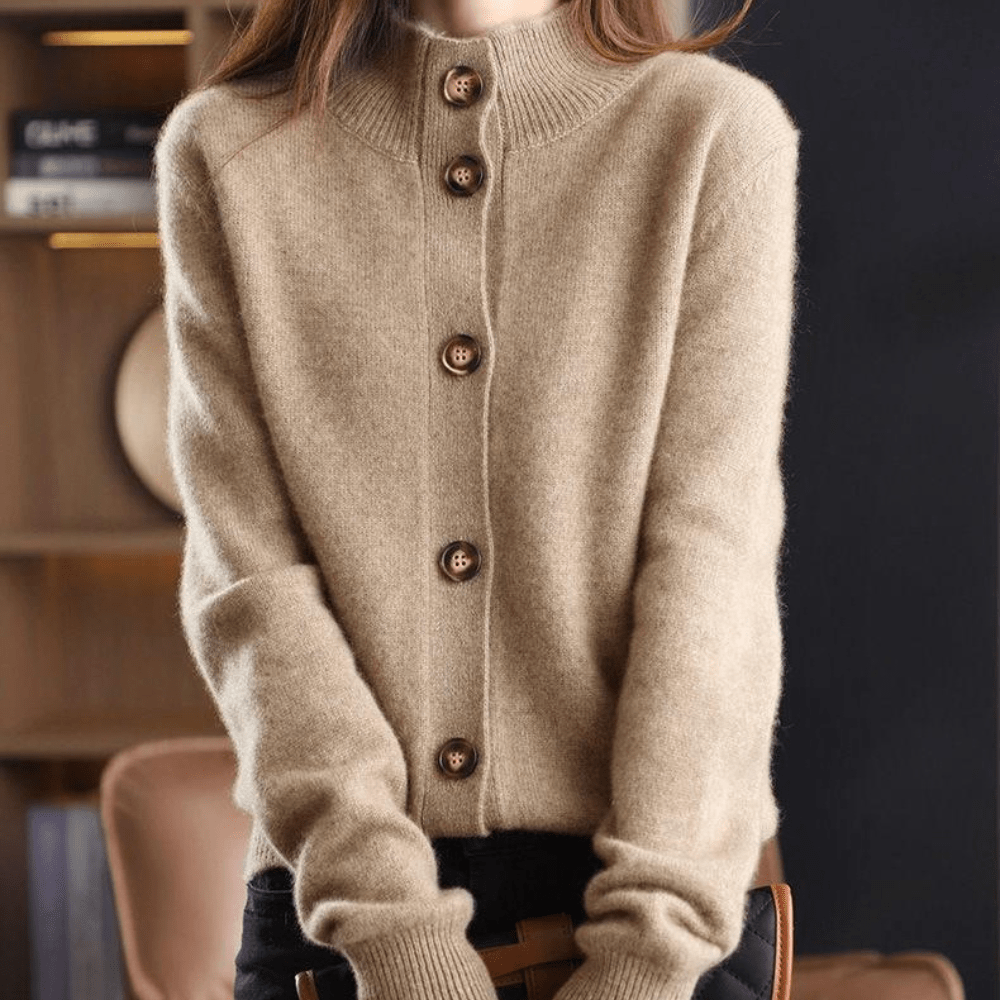 Delphine - Gilet Raffiné Cachemire Col Montant