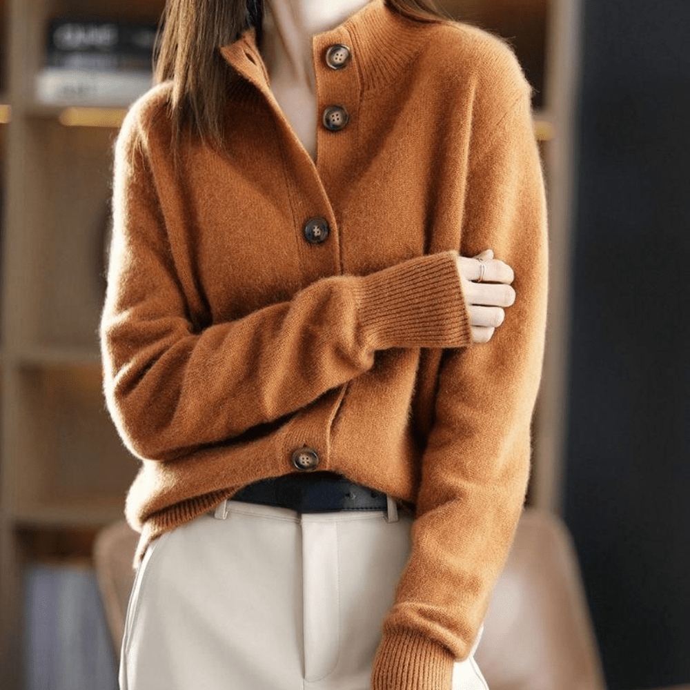 Delphine - Gilet Raffiné Cachemire Col Montant