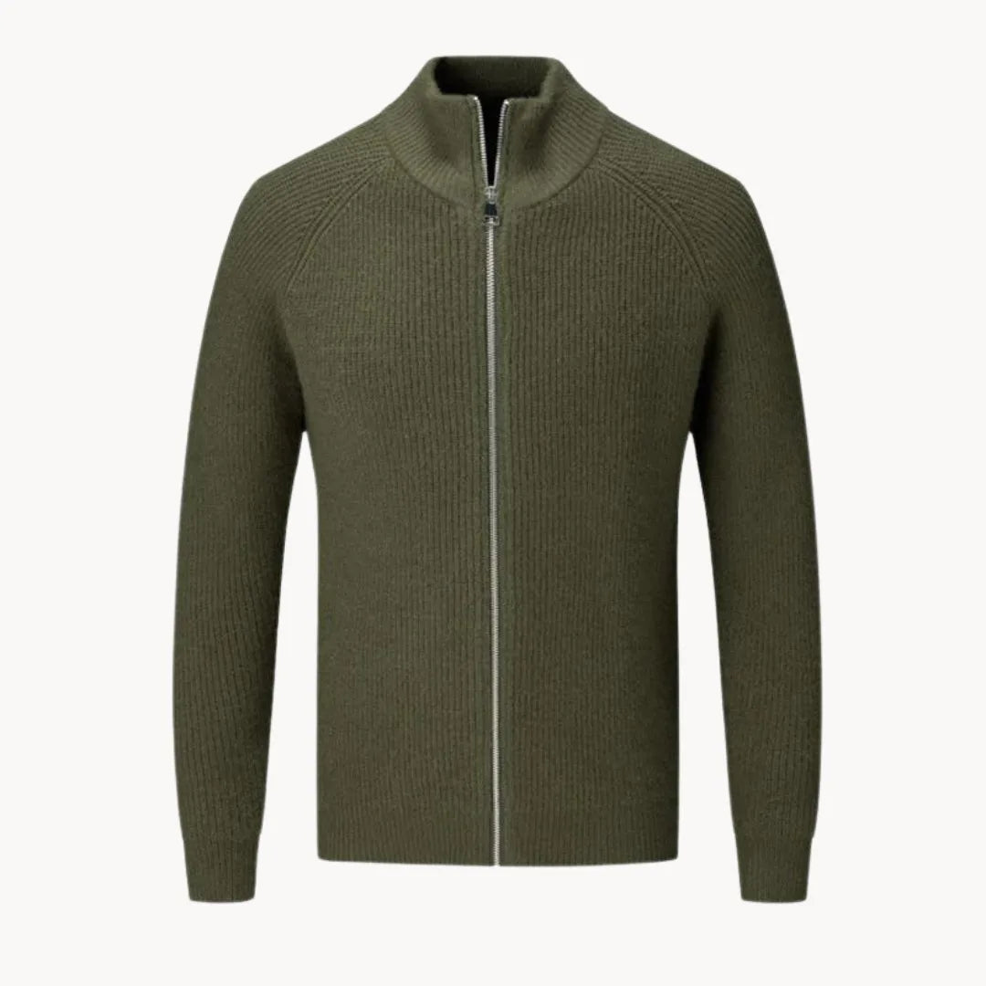Thierry - Cardigan Élégant Col Montant Zippé