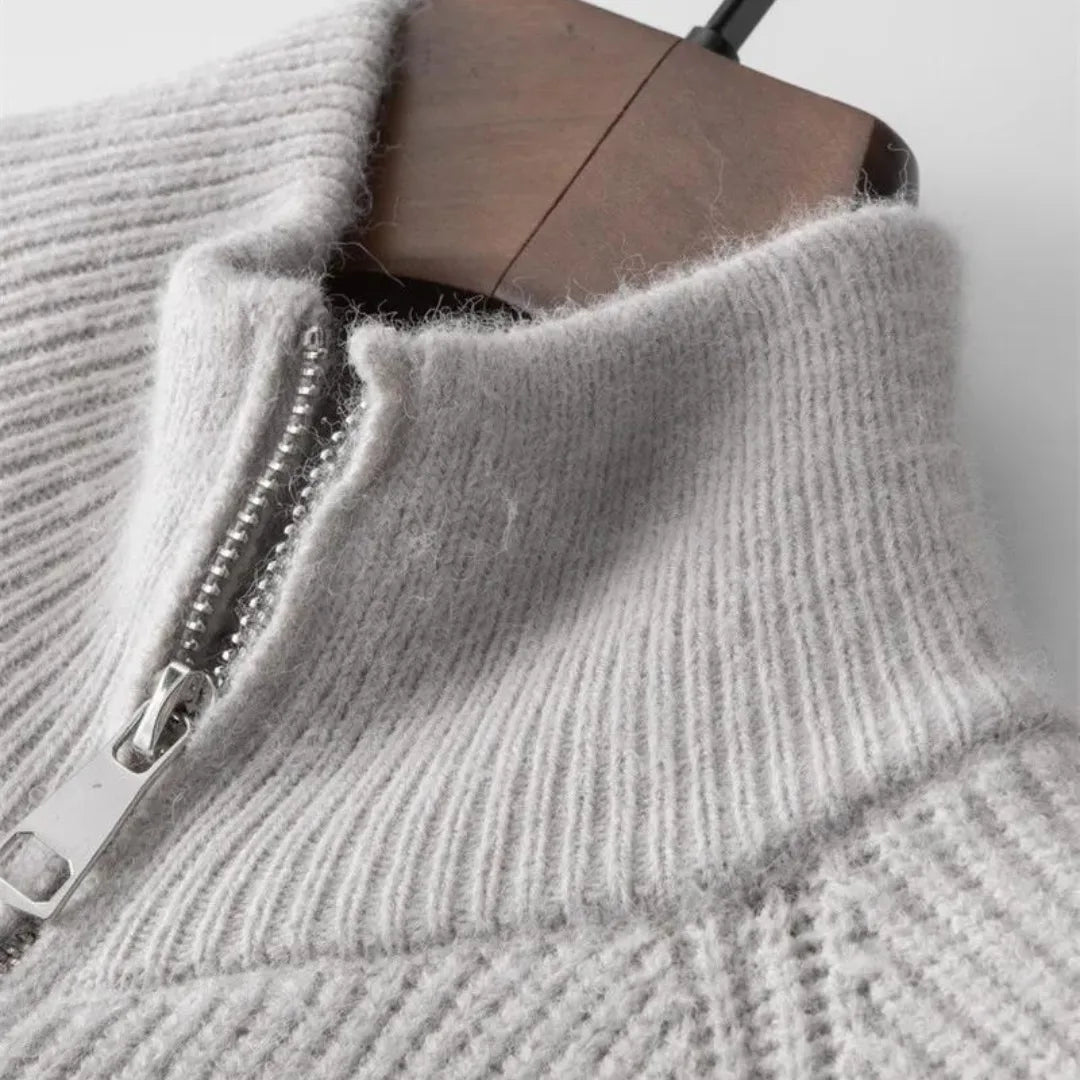 Thierry - Cardigan Élégant Col Montant Zippé