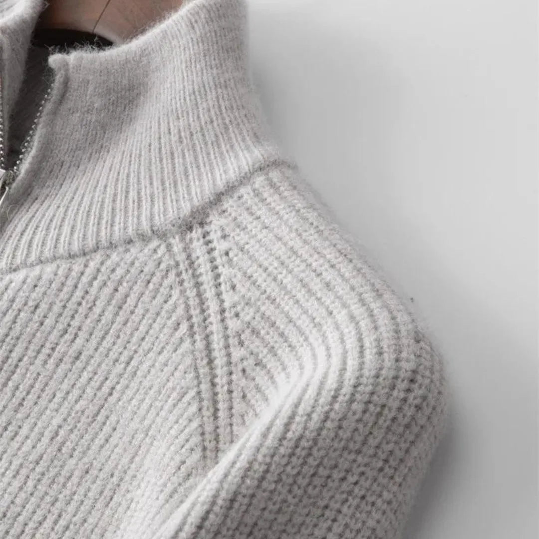 Thierry - Cardigan Élégant Col Montant Zippé