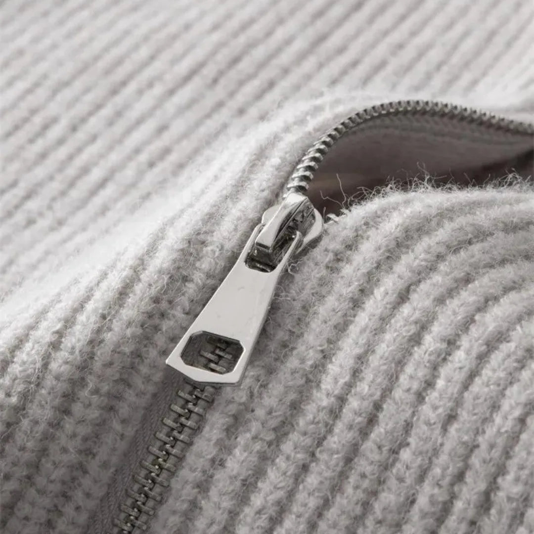 Thierry - Cardigan Élégant Col Montant Zippé