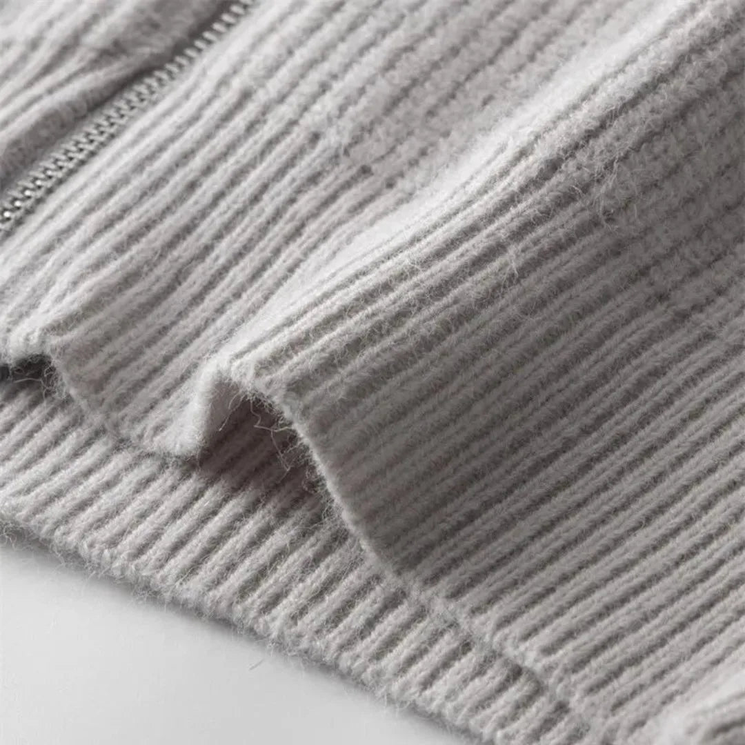 Thierry - Cardigan Élégant Col Montant Zippé