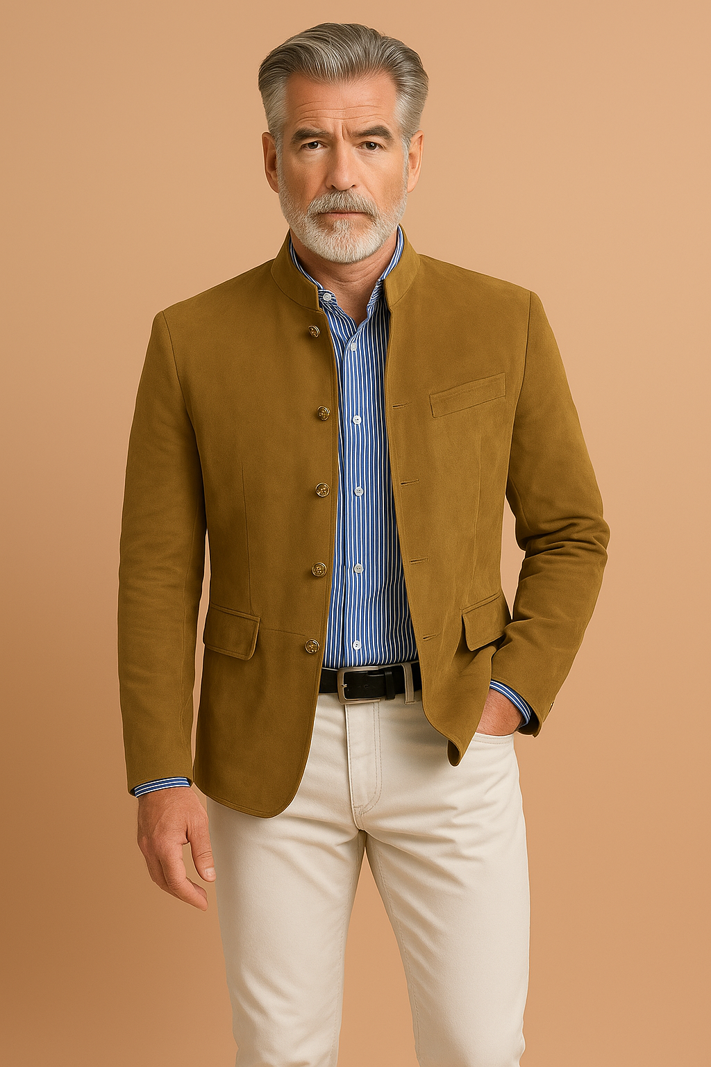 Julien - Blazer Élégant Ajusté Col Montant
