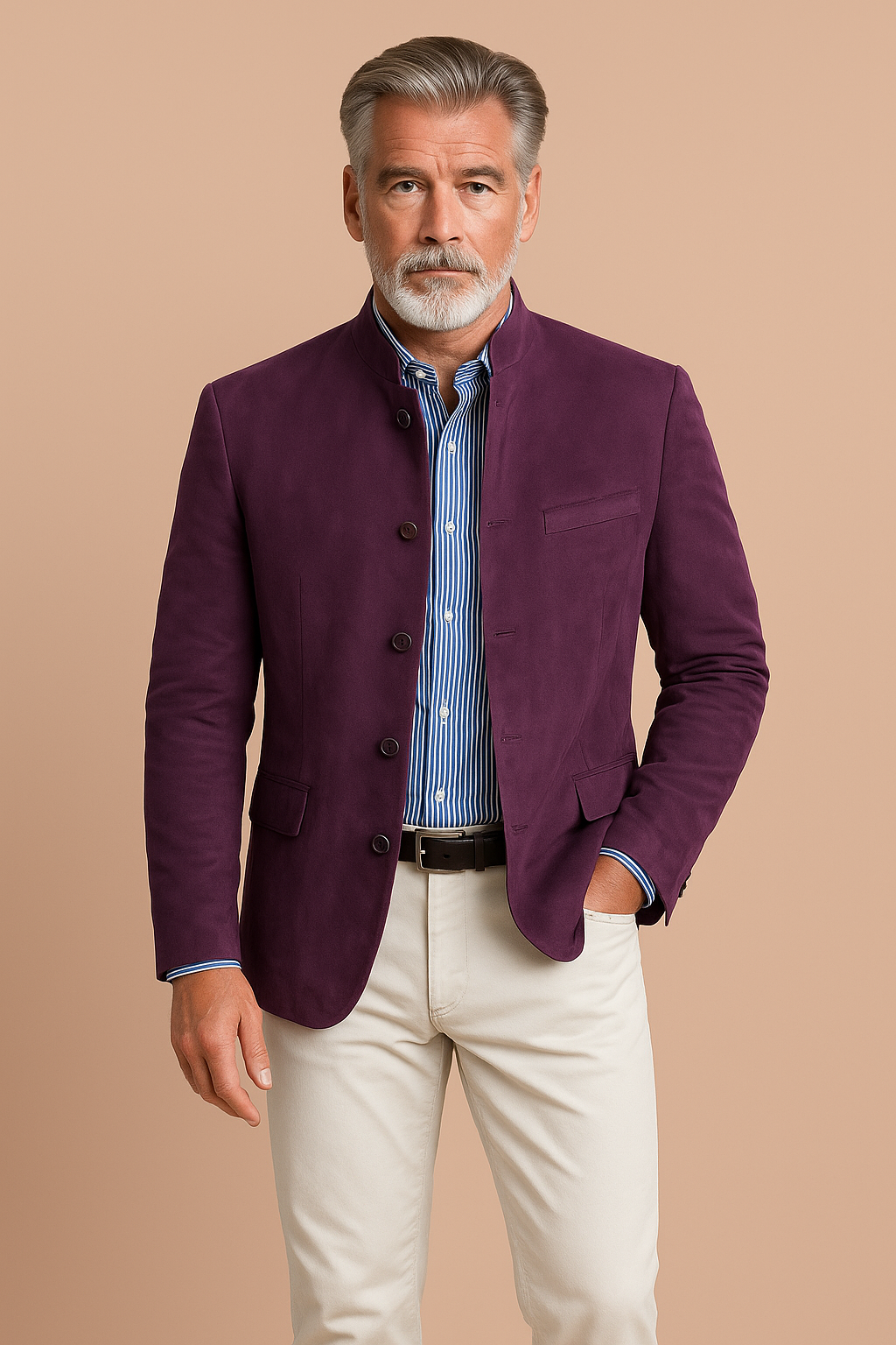 Julien - Blazer Élégant Ajusté Col Montant