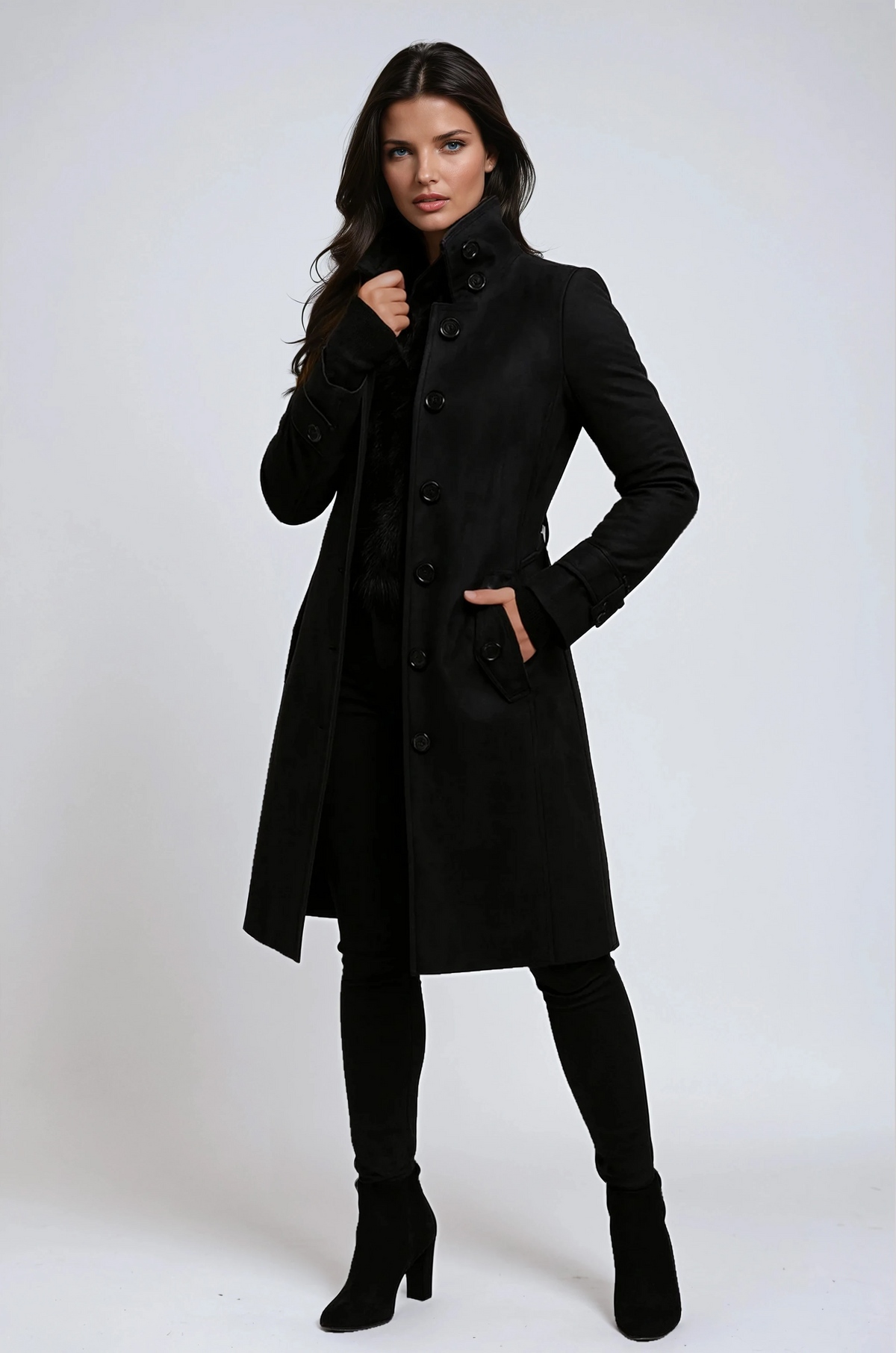 Priya | Manteau Élégant Long Col Montant