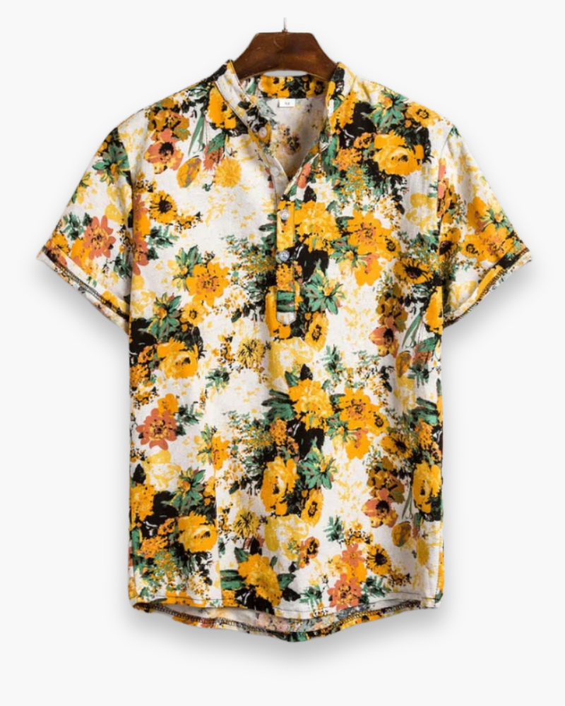 Chemise d'été élégante pour hommes | Motif de fleurs élégant 1