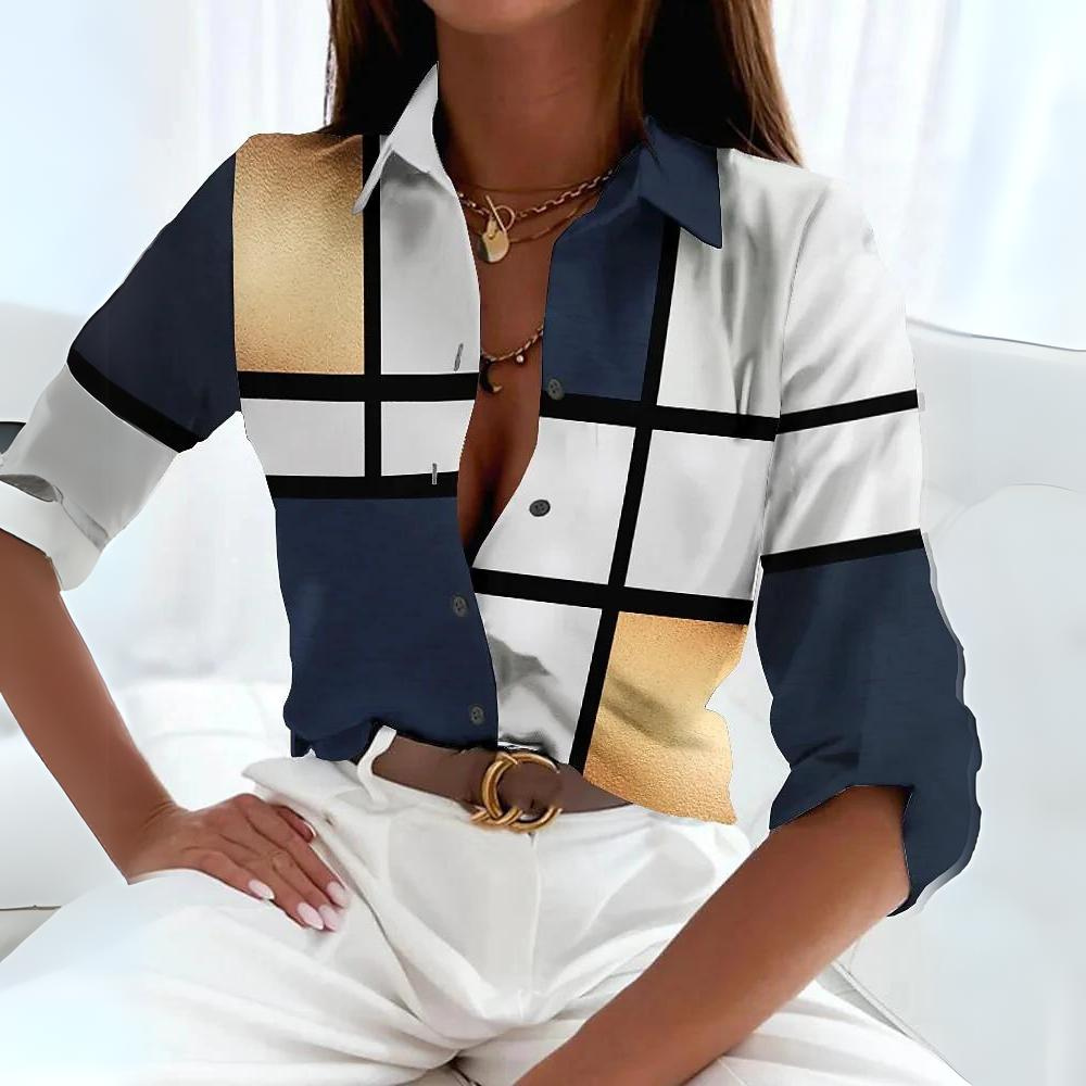 Chemise Femme Imprimée Manches Longues Boutonnée Chic - Nicole