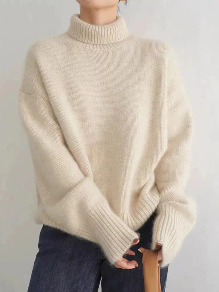 Céline - Pull Élégant Oversize Col Roulé