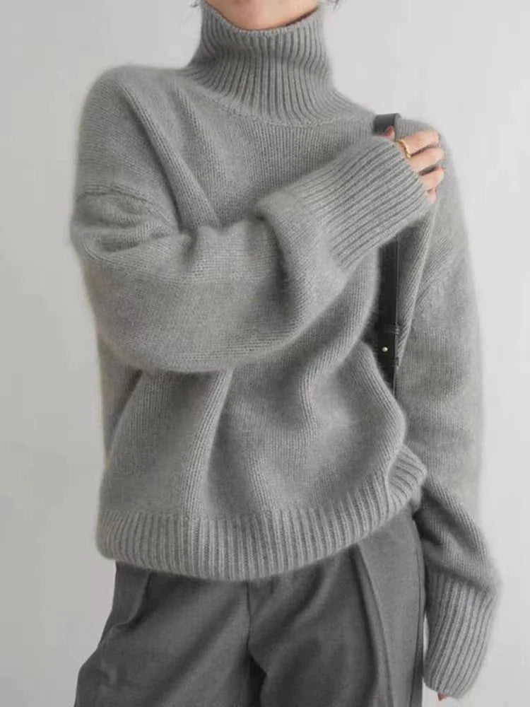 Céline - Pull Élégant Oversize Col Roulé
