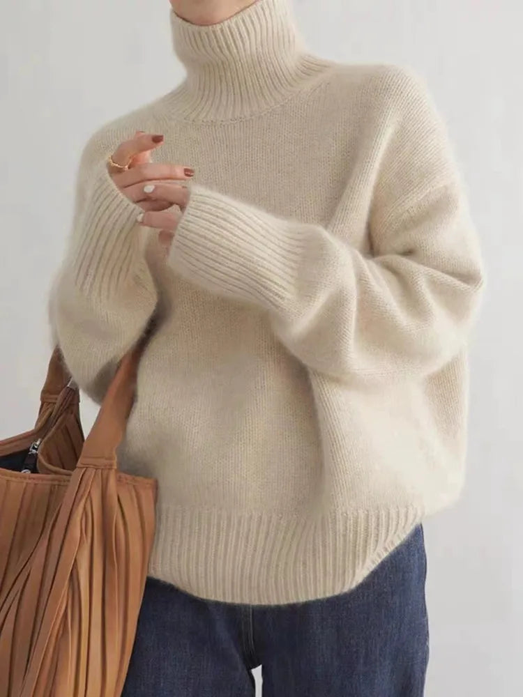 Céline - Pull Élégant Oversize Col Roulé