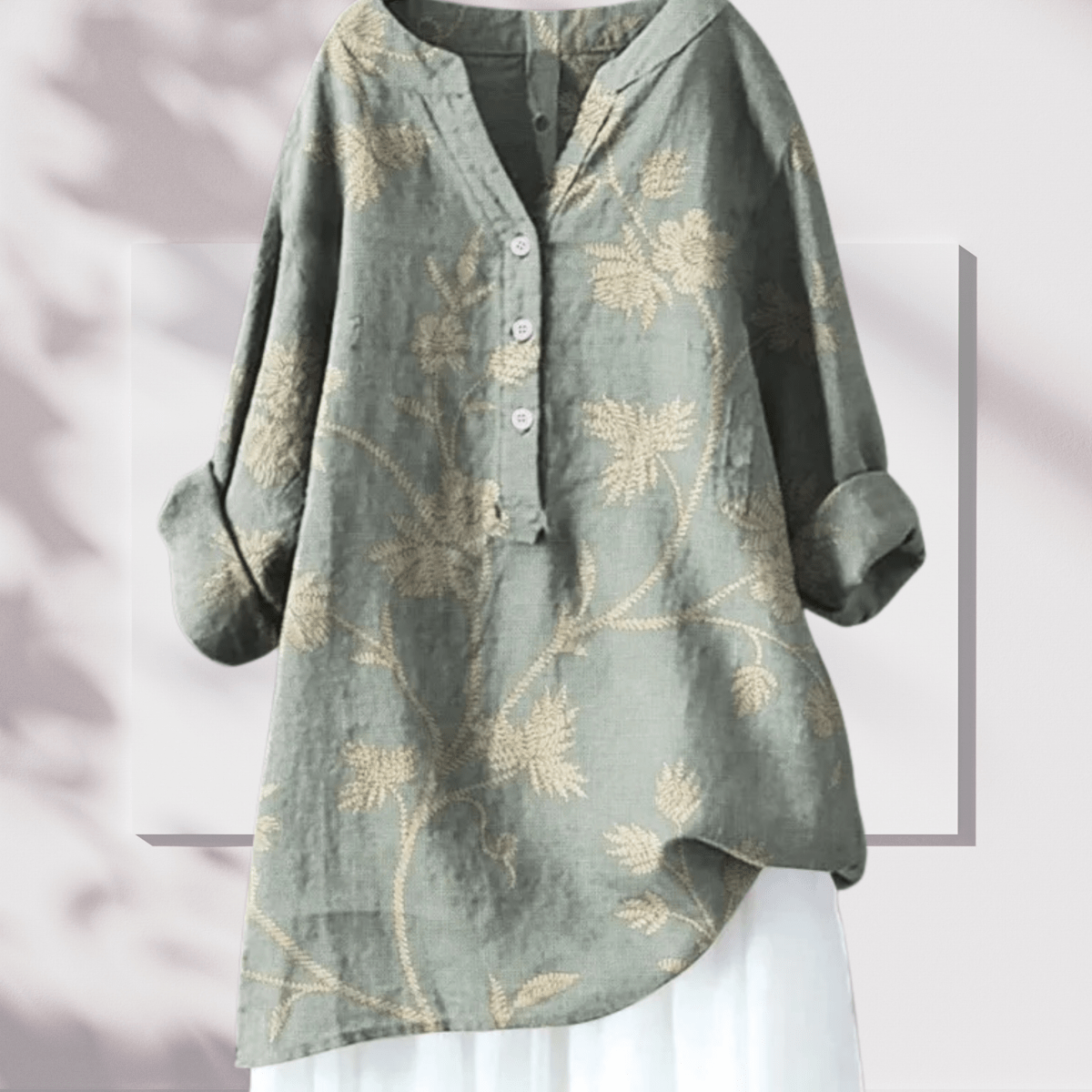 Laetitia - Tunique Lin Élégante Imprimé Floral Femme