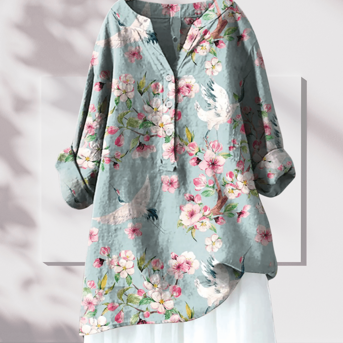 Laetitia - Tunique Lin Élégante Imprimé Floral Femme