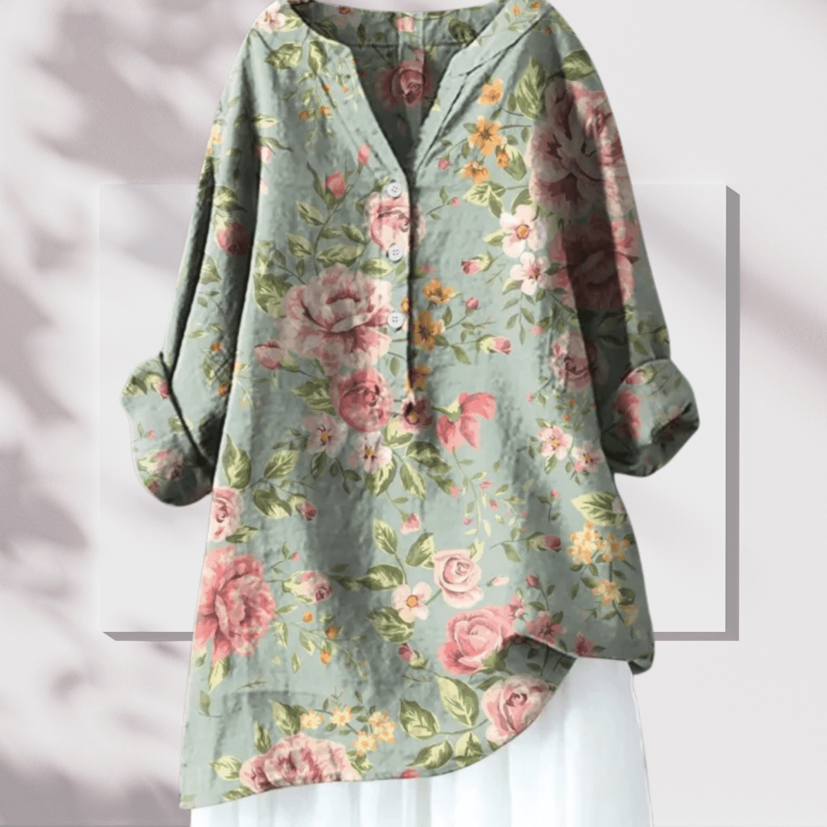 Laetitia - Tunique Lin Élégante Imprimé Floral Femme