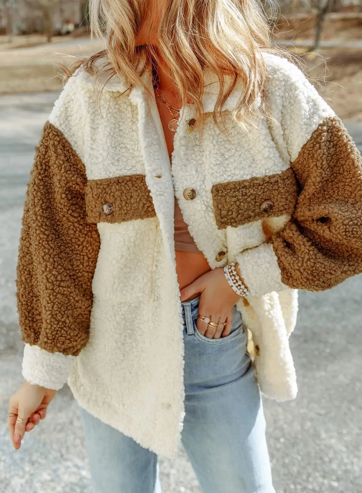 Émilie | Veste Chic Teddy Bicolore